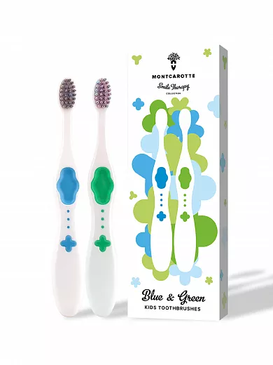 KIDS TOOTHBRUSH SET  (2 pcs.) MontCarotte “Blue and Green” 0+