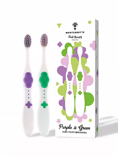 KIDS TOOTHBRUSH SET  (2 pcs.) MontCarotte “Purple  and Green” 0+