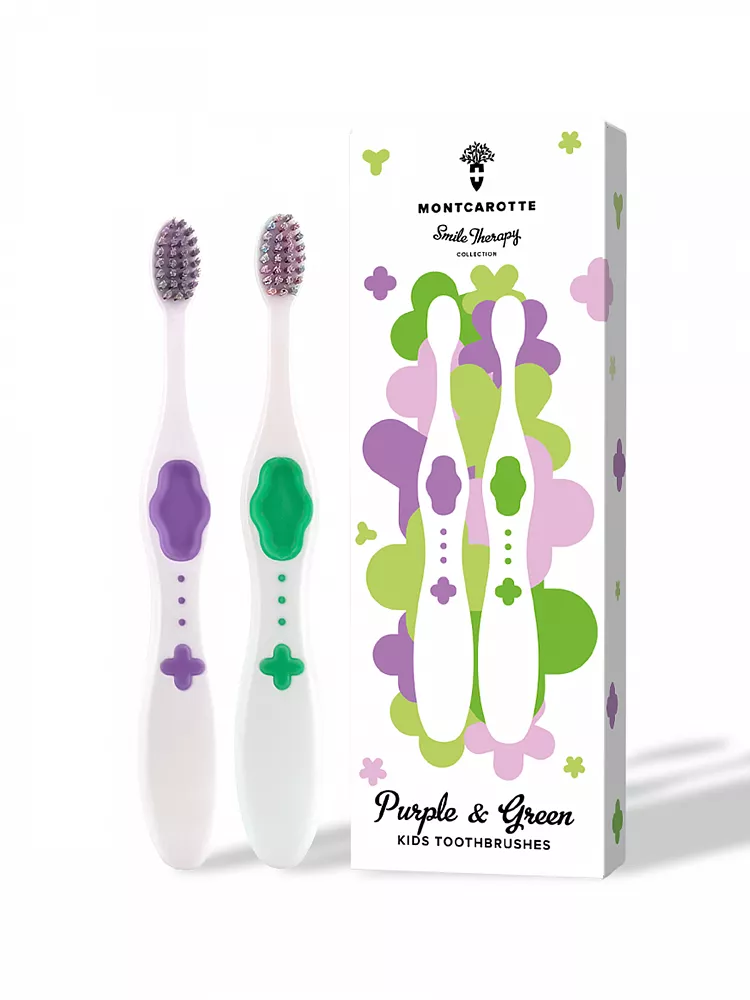 KIDS TOOTHBRUSH SET  (2 pcs.) MontCarotte “Purple  and Green” 0+