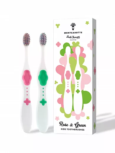 KIDS TOOTHBRUSH SET  (2 pcs.) MontCarotte “Rose and Green” 0+