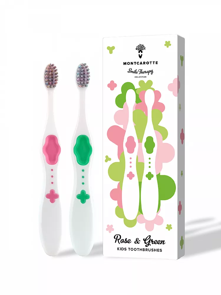 KIDS TOOTHBRUSH SET  (2 pcs.) MontCarotte “Rose and Green” 0+