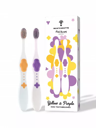KIDS TOOTHBRUSH SET  (2 pcs.) MontCarotte “Yellow  and Purple” 0+