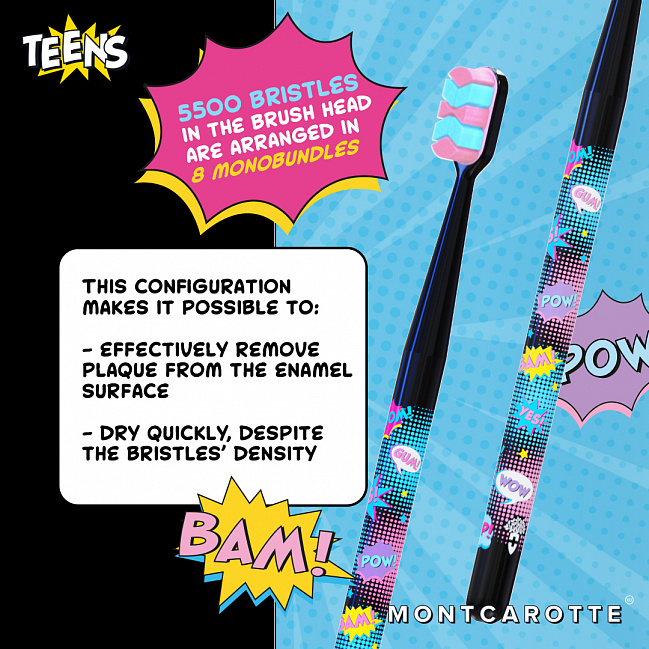 MontCarotte TEENS Toothbrush BLACK