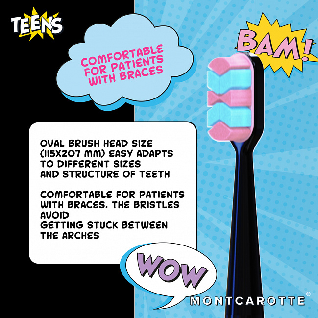 MontCarotte TEENS Toothbrush BLACK